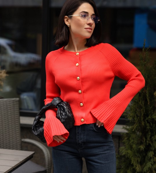 Кардиган Flare Sleeve Червоний