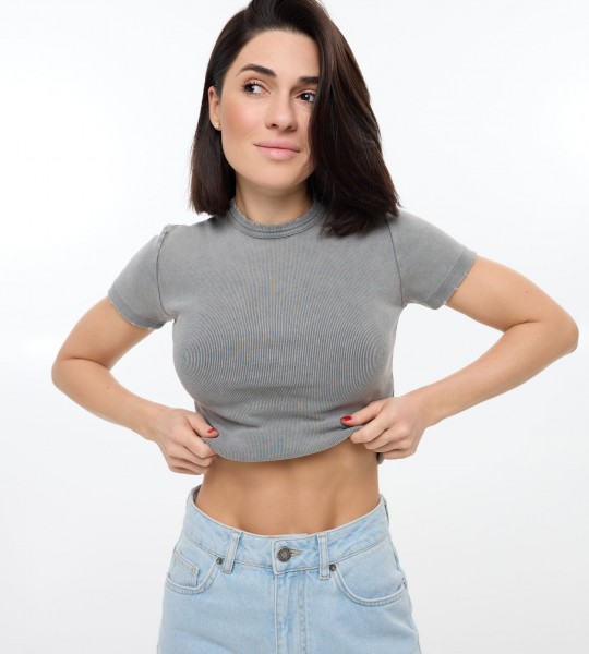 Футболка Edge Stitch Сіра | Showroom By Nona — зображення 5