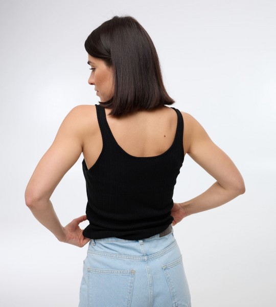 Майка Fine Ribbed Чорна | Showroom By Nona — зображення 2