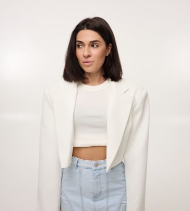 Блейзер Crop Edge Білий | Showroom By Nona — зображення 4