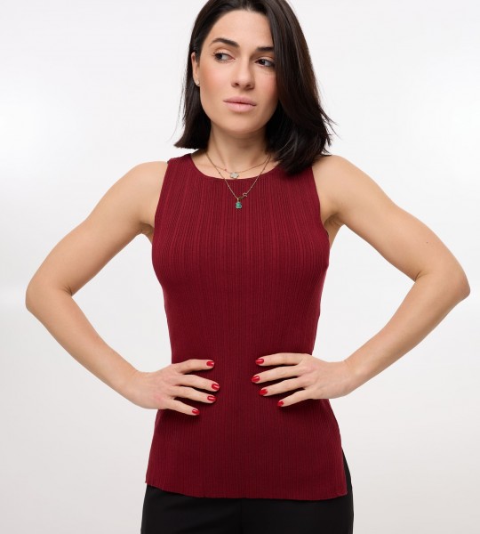 Майка Sleek Ribbed Бордо | Showroom By Nona — зображення 3