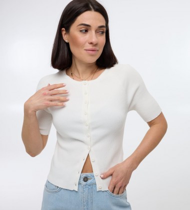 Кофта Slim Button Біла | Showroom By Nona — зображення 4
