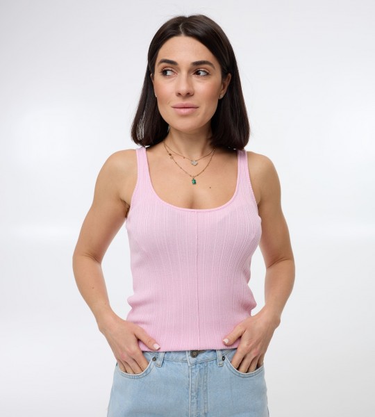 Майка Fine Ribbed Рожева | Showroom By Nona — зображення 2
