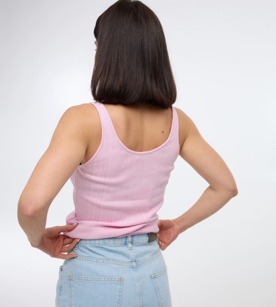 Майка Fine Ribbed Рожева | Showroom By Nona — зображення 3