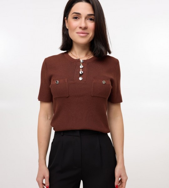 Кофта трикотажна Pocket Style Шоколад | Showroom By Nona — зображення 3