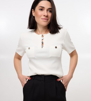Кофта трикотажна Pocket Style Біла | Showroom By Nona