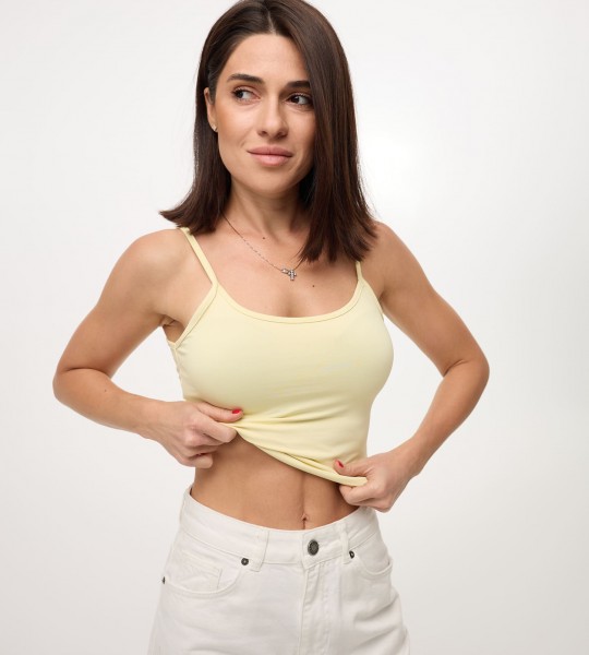 Майка Basic з тонкими бретелями Жовта | Showroom By Nona — зображення 2