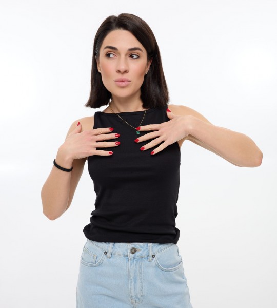 Майка Sleeveless Base Чорна | Showroom By Nona — зображення 4