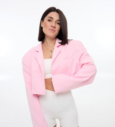 Блейзер Crop Bubble Рожевий | Showroom By Nona — зображення 4