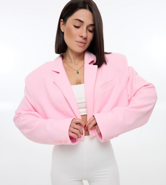 Блейзер Crop Bubble Рожевий