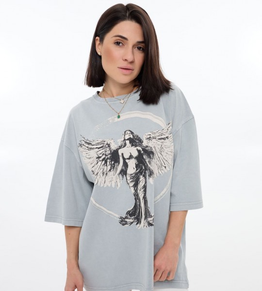 Футболка Angel Graphic Блакитна | Showroom By Nona — зображення 4