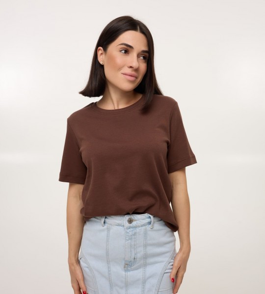 Футболка Comfort Cotton Шоколад | Showroom By Nona — зображення 2