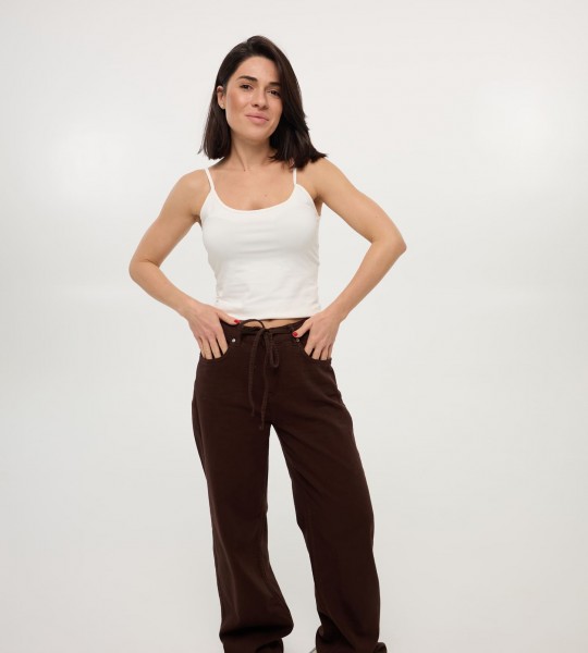 Джинси Loose Fit High Waist Коричневі | Showroom By Nona — зображення 6