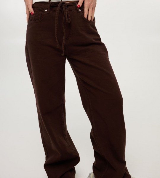 Джинси Loose Fit High Waist Коричневі | Showroom By Nona — зображення 2