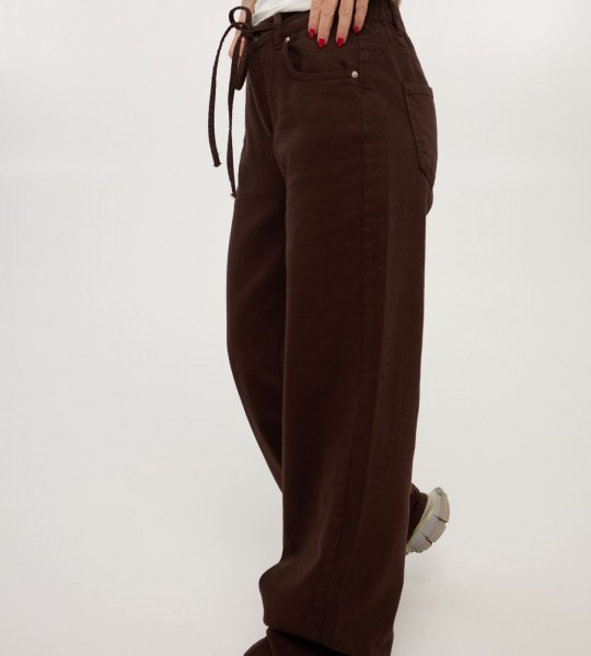 Джинси Loose Fit High Waist Коричневі | Showroom By Nona — зображення 3