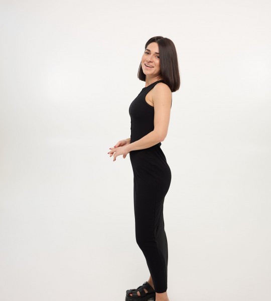 Сукня Ribbed Button Midi Чорна | Showroom By Nona — зображення 5