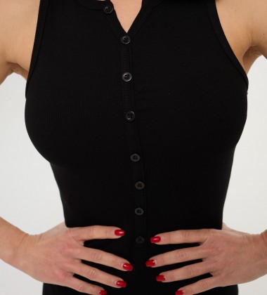 Сукня Ribbed Button Midi Чорна | Showroom By Nona — зображення 2