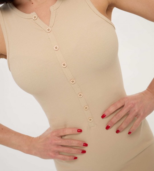 Сукня Ribbed Button Midi Беж | Showroom By Nona — зображення 2