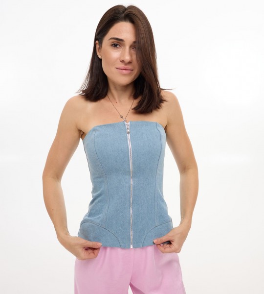 Корсет Denim Zip Блакитний