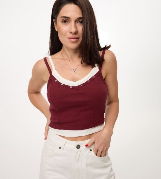 Топ Double Strap Бордо | Showroom By Nona — зображення 2