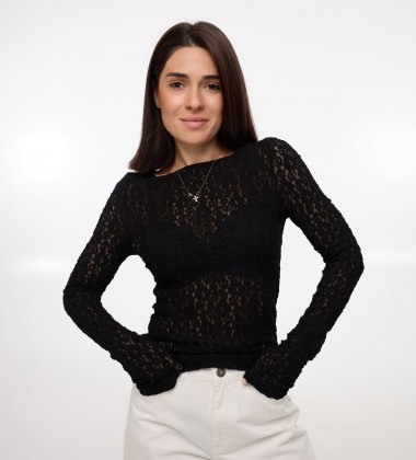 Лонгслів Lace Чорний | Showroom By Nona