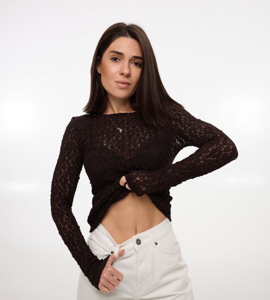 Лонгслів Lace Шоколад