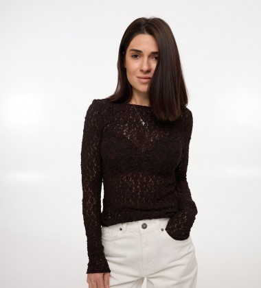 Лонгслів Lace Шоколад | Showroom By Nona — зображення 2