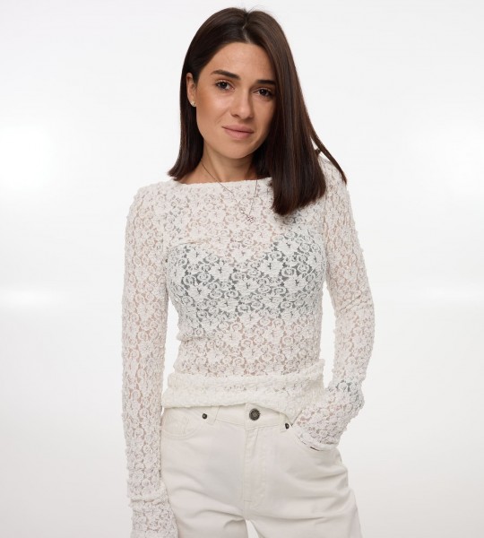Лонгслів Lace Молочний