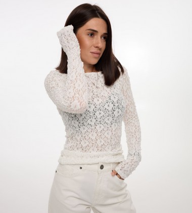Лонгслів Lace Молочний | Showroom By Nona — зображення 2