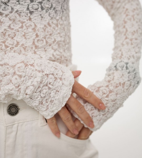 Лонгслів Lace Молочний | Showroom By Nona — зображення 3