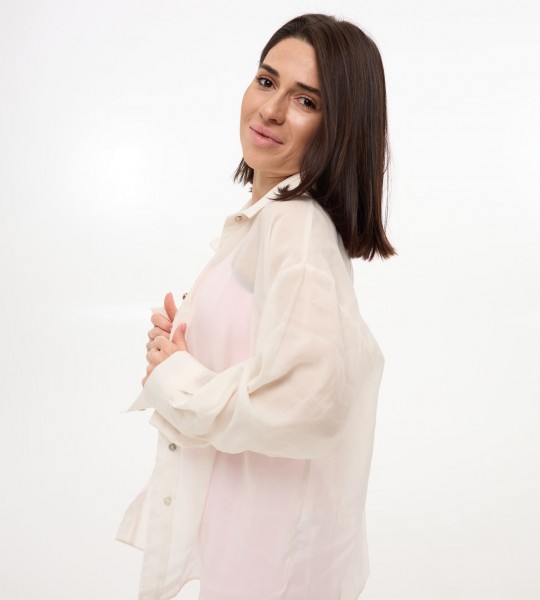 Сорочка Sheer Молочна | Showroom By Nona — зображення 3