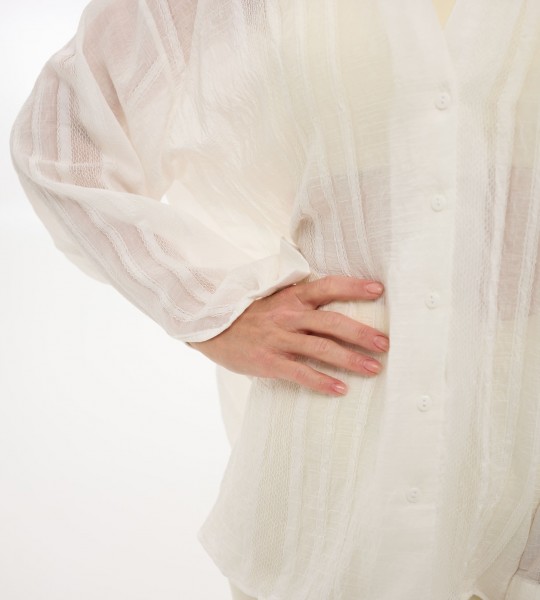 Сорочка Luxe Drape Молочна | Showroom By Nona — зображення 4