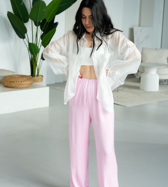 Штани Satin Glow Рожеві | Showroom By Nona — зображення 4