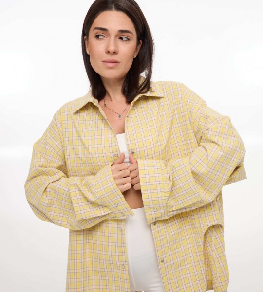 Сорочка Oversize з асиметричним розрізом Лимон