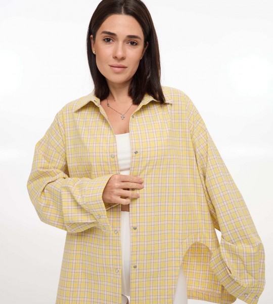 Сорочка Oversize з асиметричним розрізом Лимон | Showroom By Nona — зображення 2