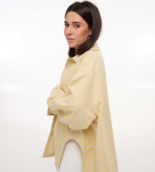 Сорочка Oversize з асиметричним розрізом Лимон | Showroom By Nona — зображення 3