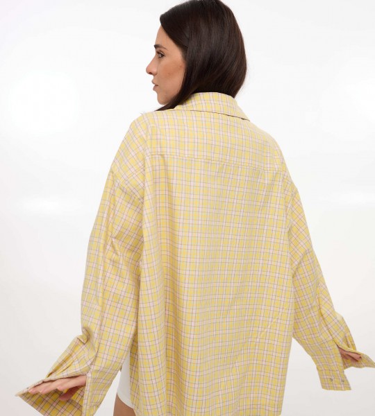 Сорочка Oversize з асиметричним розрізом Лимон | Showroom By Nona — зображення 4