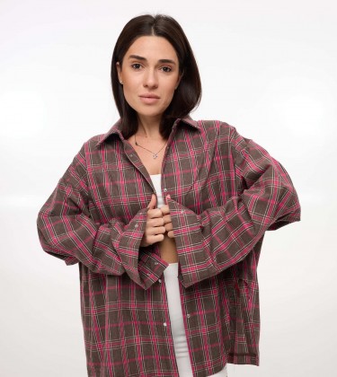 Сорочка Oversize з асиметричним розрізом Шоколад