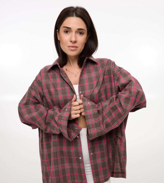 Сорочка Oversize з асиметричним розрізом Шоколад