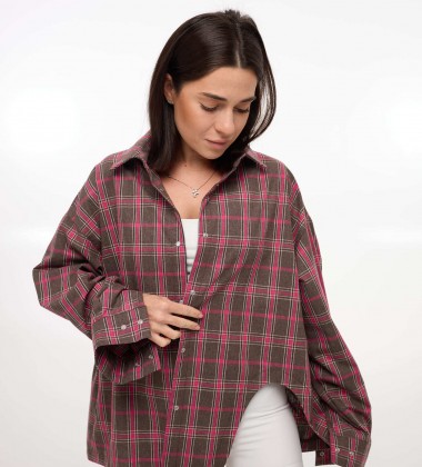 Сорочка Oversize з асиметричним розрізом Шоколад | Showroom By Nona — зображення 3