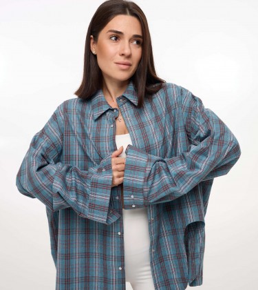 Сорочка Oversize з асиметричним розрізом Джинс