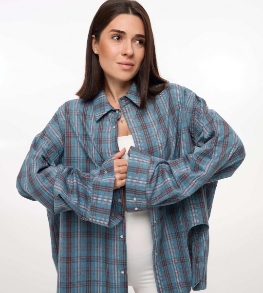 Сорочка Oversize з асиметричним розрізом Джинс