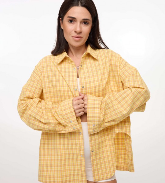 Сорочка Oversize з асиметричним розрізом Жовта