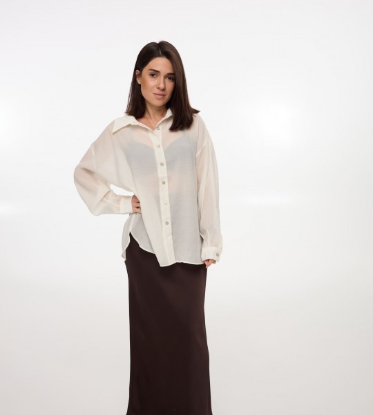 Спідниця Satin Шоколад | Showroom By Nona — зображення 2