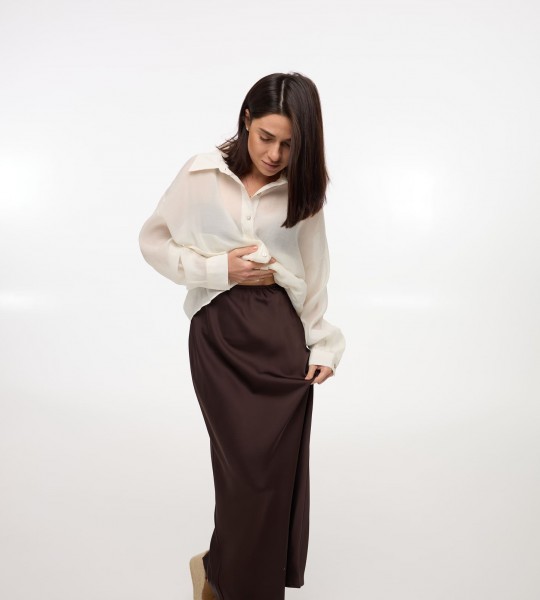 Спідниця Satin Шоколад | Showroom By Nona — зображення 4