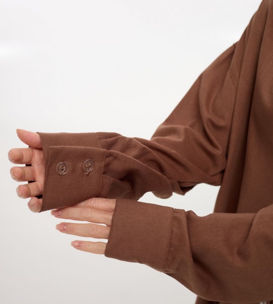 Сорочка Oversize з льону Шоколад | Showroom By Nona — зображення 4