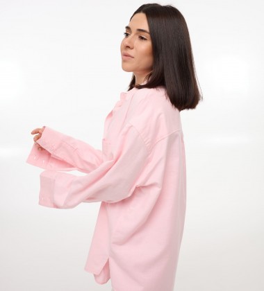 Сорочка Oversize з льону Рожева | Showroom By Nona — зображення 3