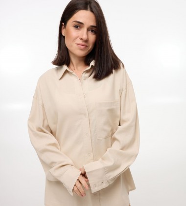 Сорочка Oversize з льону Беж | Showroom By Nona