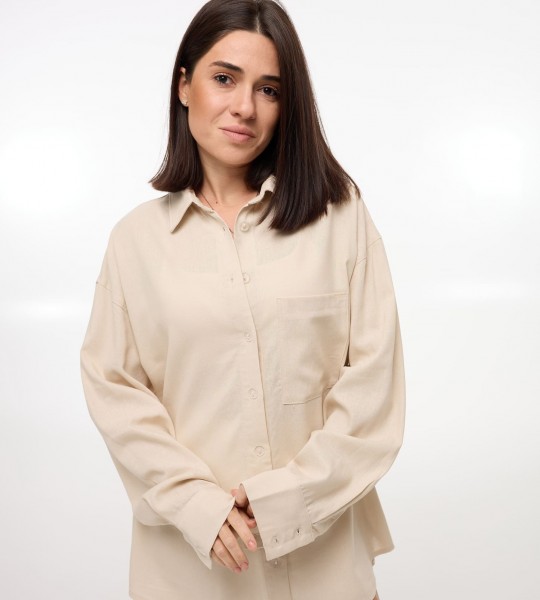 Сорочка Oversize з льону Беж