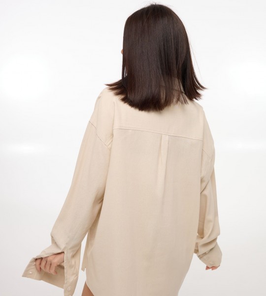 Сорочка Oversize з льону Беж | Showroom By Nona — зображення 3